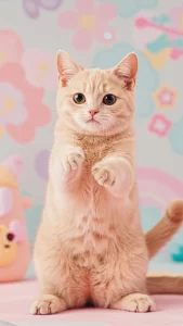 خلفيات قطط كريمية في أوضاع مضحكة