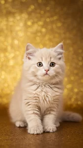 خلفيات قطط كريمي بخلفيات ذهبية