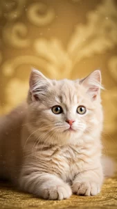 خلفيات قطط كريمي بخلفيات ذهبية