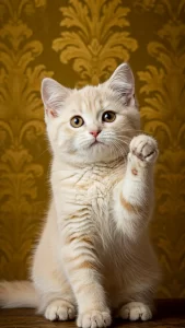خلفيات قطط كريمي بخلفيات ذهبية