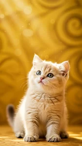 خلفيات قطط كريمي بخلفيات ذهبية