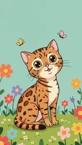 خلفيات كرتون قطط البنغال للبنات