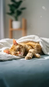 خلفيات هاتف لقطة برتقالية تنام بلُطف على وسادة