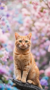 خلفية قطة برتقالية بلون مشمشي