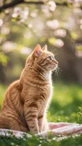 خلفية قطة برتقالية بلون مشمشي