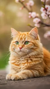 خلفية قطة برتقالية بلون مشمشي