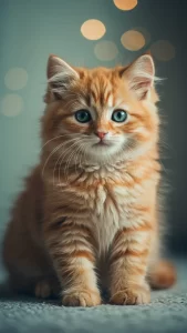 خلفية قطة برتقالية ناعمة بنظرة بريئة