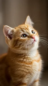 خلفية قطة برتقالية ناعمة بنظرة بريئة