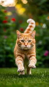 صور هريرة برتقالية صغيرة تلعب في الحديقة