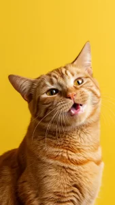 قطة مضحكة لقط برتقالي يعبّر بوجهه