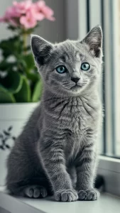 خلفيات القط الأزرق الروسي صغيرة ورقيقة