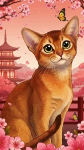 خلفيات قطط حبشية بأسلوب أنمي