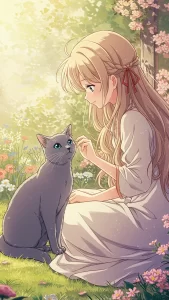 خلفيات قطط روسية زرقاء مع بنات أنمي