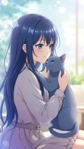 خلفيات قطط روسية زرقاء مع بنات أنمي