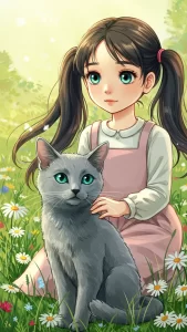 خلفيات قطط مع بنات أنمي 