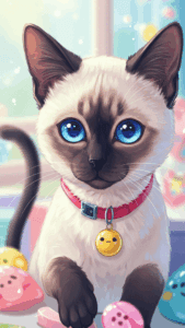 رسومات قطط سيامي بأسلوب الأنمي الياباني