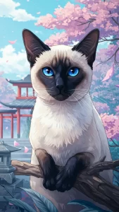 رسومات قطط سيامي بأسلوب الأنمي الياباني