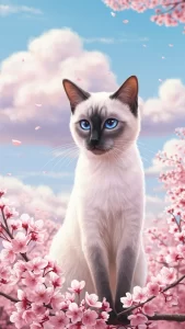 رسومات قطط سيامي بأسلوب الأنمي الياباني