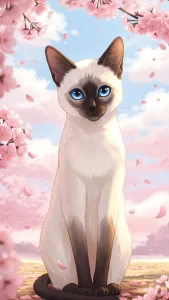 رسومات قطط سيامي بأسلوب الأنمي الياباني