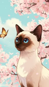 رسومات قطط سيامي بأسلوب الأنمي الياباني