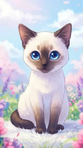 رسومات قطط سيامي بأسلوب الأنمي الياباني