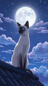 رسومات قطط سيامي بأسلوب الأنمي الياباني