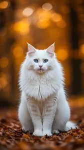 خلفيات قط الغابة النرويجي البيضاء