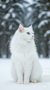 خلفيات قط الغابة النرويجي البيضاء