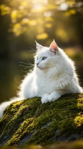 خلفيات قط الغابة النرويجي البيضاء