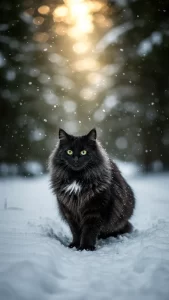 خلفيات قط الغابة النرويجي السوداء