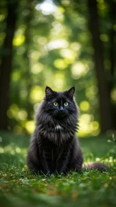 خلفيات قط الغابة النرويجي السوداء