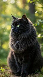خلفيات قط الغابة النرويجي السوداء