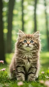 خلفيات قط الغابة النرويجي الصغيرة واللطيفة