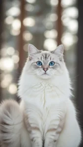 خلفيات قط سيبيري بيضاء