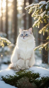 خلفيات قط سيبيري بيضاء