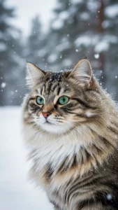 صور القط السيبيري في الثلوج