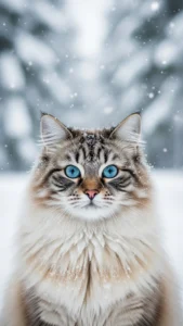 صور القط السيبيري في الثلوج