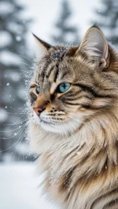 صور القط السيبيري في الثلوج