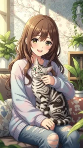 خلفيات بنات أنمي قطط كيوت كرتون