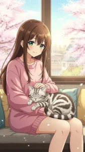 خلفيات بنات أنمي قطط كيوت كرتون