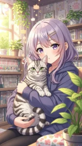 خلفيات بنات أنمي قطط كيوت كرتون