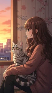 خلفيات بنات أنمي قطط كيوت كرتون