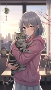 خلفيات بنات أنمي قطط كيوت كرتون