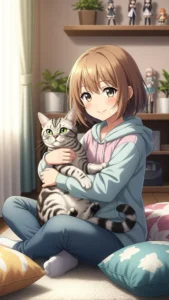 خلفيات بنات أنمي قطط كيوت كرتون