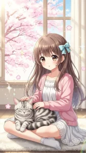 خلفيات بنات أنمي قطط كيوت كرتون