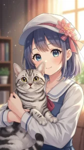 خلفيات بنات أنمي قطط كيوت كرتون