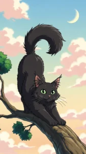 خلفيات قطط أنقري سوداء بأسلوب الأنمي