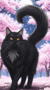 خلفيات قطط أنقري سوداء بأسلوب الأنمي