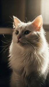 خلفيات قط الأنقري مع الإضاءة السينمائية