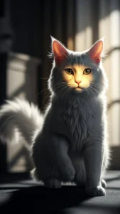 خلفيات قط الأنقري مع الإضاءة السينمائية